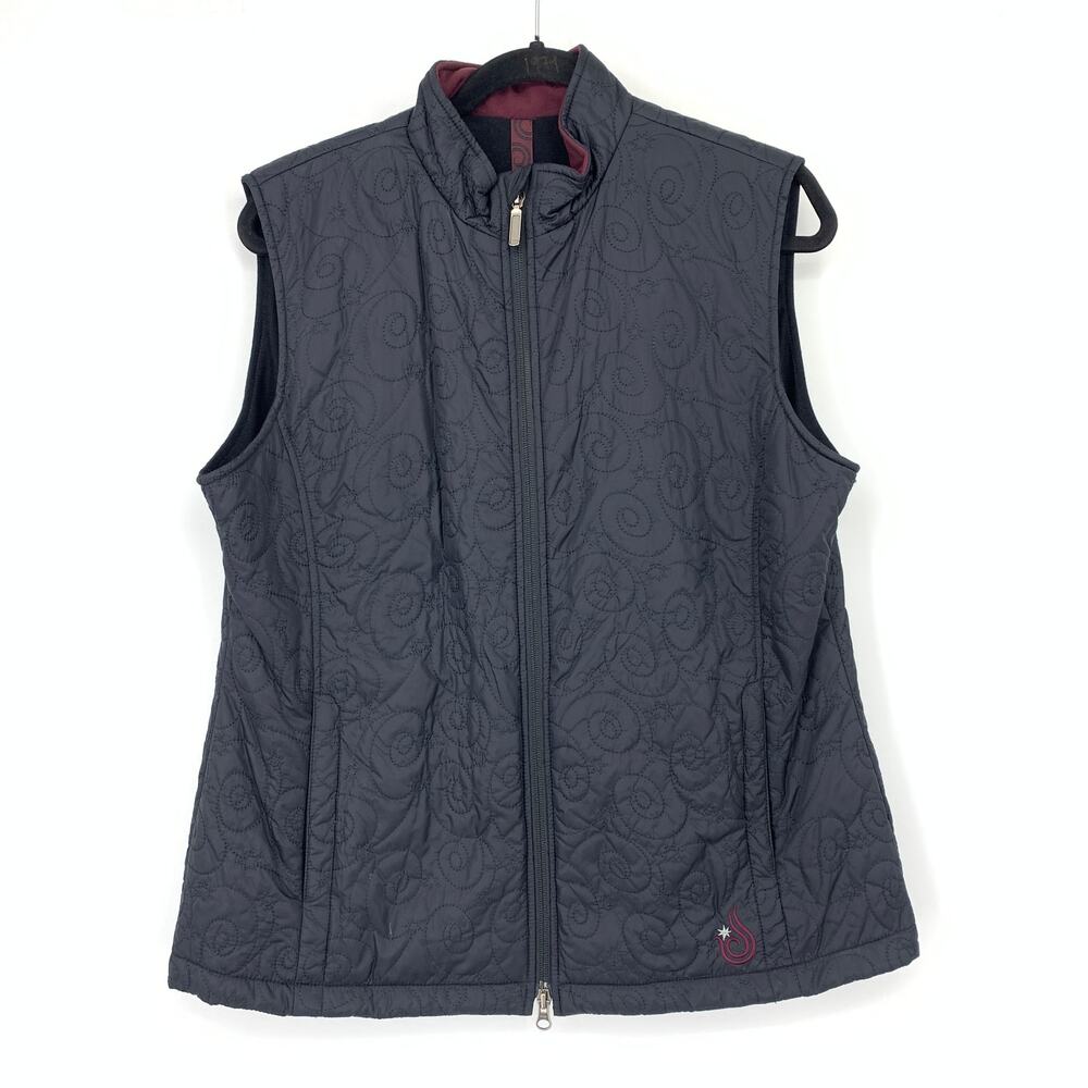 ISIS Womens Quilted Vest Size 16 Black Lightweight Outdoor Hiking Full Zip